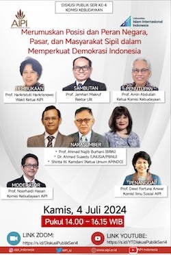 DISKUSI PUBLIK SERI 4: Merumuskan Posisi dan Peran NEGARA, PASAR, dan MASYARAKAT SIPIL dalam Memperkuat Demokrasi Indonesia