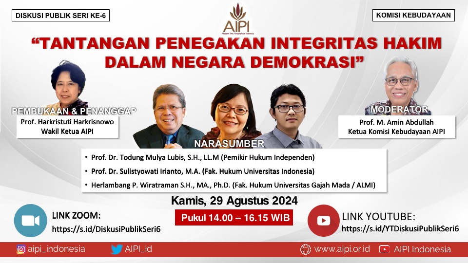 Diskusi Publik Daring Ke-6: Menyoal Penegakan Integritas Hakim dalam Negara Demokrasi