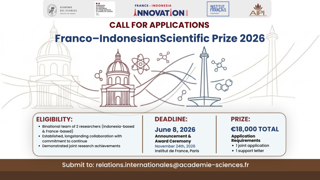 CALL FOR APPLICATIONS, Franco–Indonesian Scientific Prize 2026