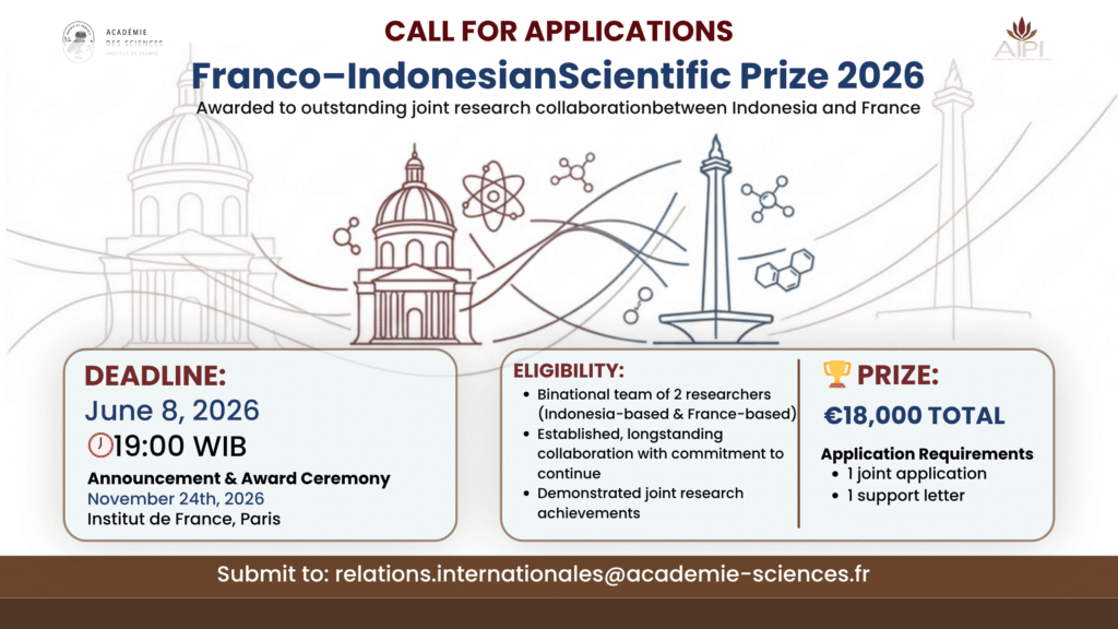 CALL FOR APPLICATIONS, Franco–Indonesian Scientific Prize 2026