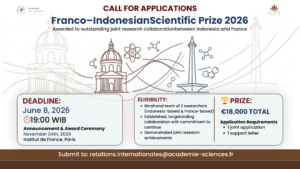 CALL FOR APPLICATIONS, Franco–Indonesian Scientific Prize 2026