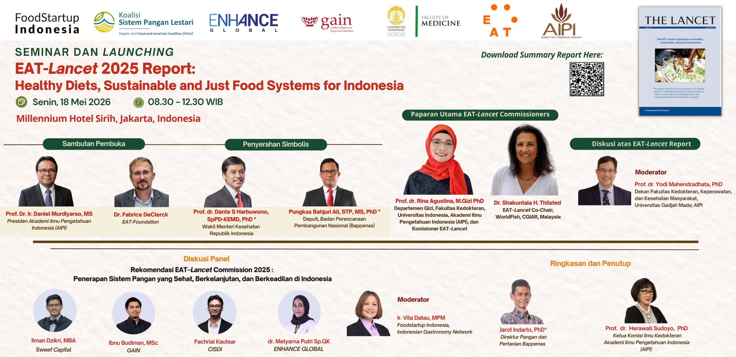 SEMINAR AND LAUNCHING EAT-Lancet 2025 Report: Healthy Diets, Sustainable and Just Food Systems for Indonesia