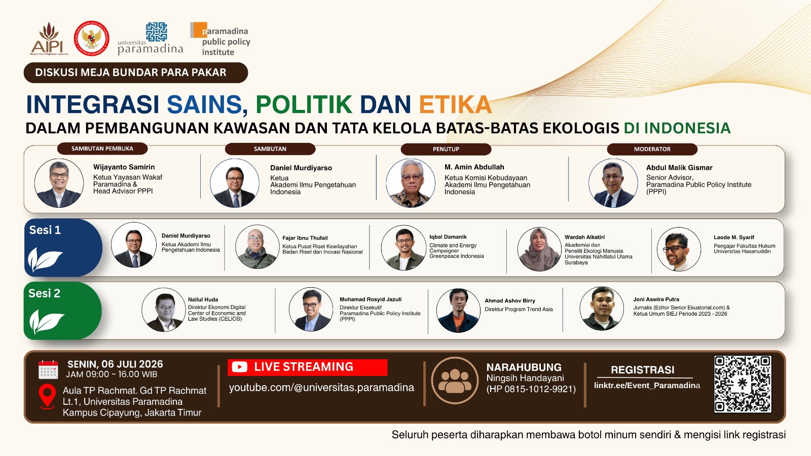 Diskusi Meja Bundar Para Pakar tentang Integrasi Sains, Politik, dan Etika dalam Pembangunan Kawasan dan Tata Kelola Risiko Bencana di Indonesia